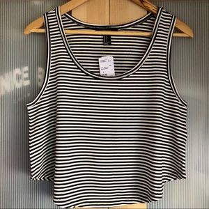 Forever 21 Tops - Forever 21 Curved Hem Striped Tank in Black/Cream Forever 21 Tops - Forever 21 Curved Hem Striped Tank in Black/Cream